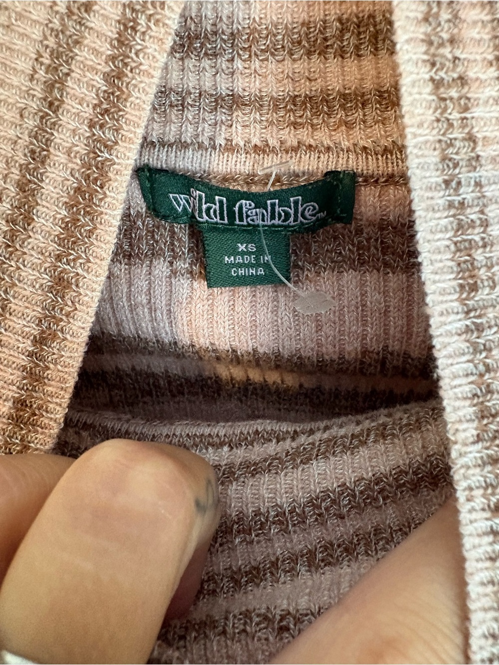 wild fable Pink and Brown Striped Cold-Shoulder Ribbed Long Sleeve Top - Picture 2 of 5
